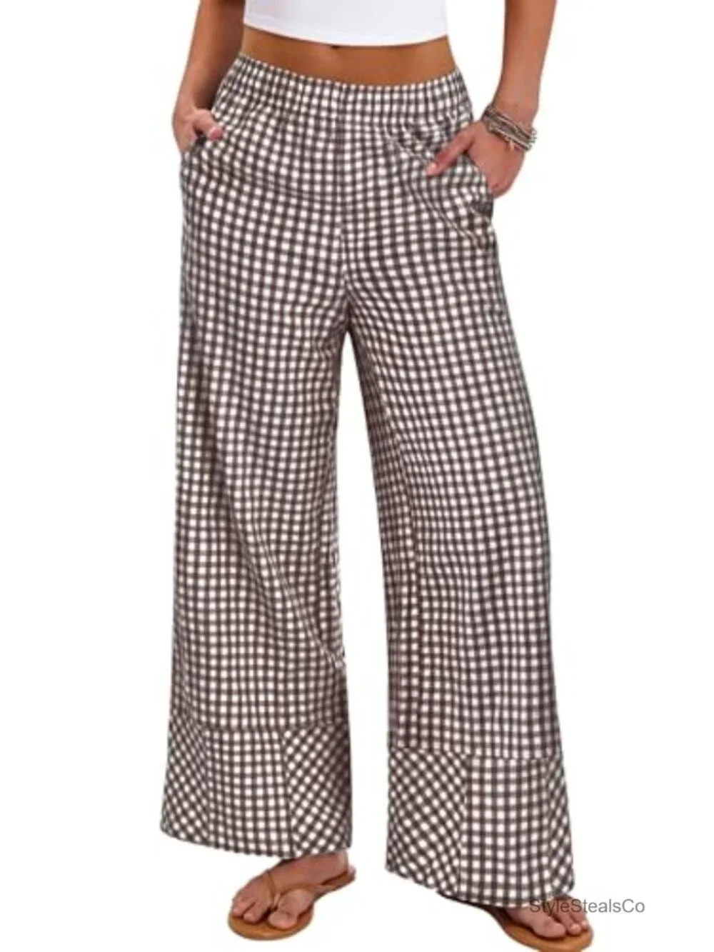 100% Rayon Wide Leg Palazzo Lounge Pajama Bottoms with Pockets